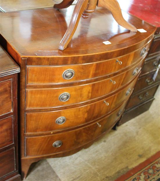 Regency mahogany bowfront chest or drawers